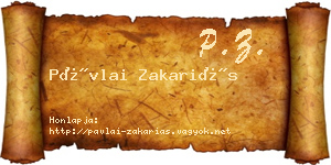 Pávlai Zakariás névjegykártya